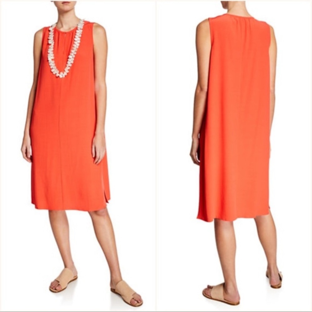 Eileen Fisher Petite Sleeveless Crepe Shift Dress szPM
